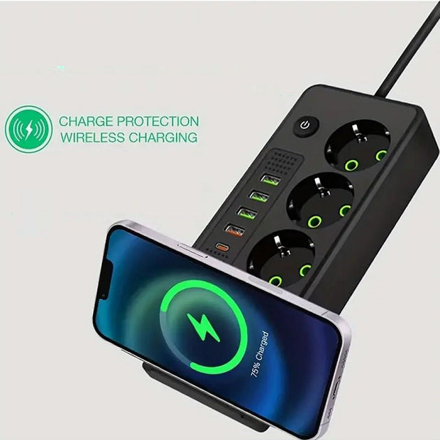 Produžni toranj sa USB priključcima i bežičnim punjenjem